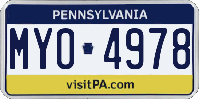 PA license plate MYO4978
