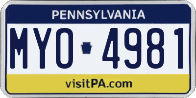 PA license plate MYO4981