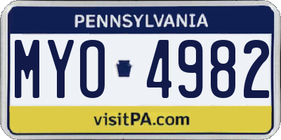 PA license plate MYO4982