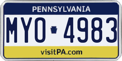 PA license plate MYO4983