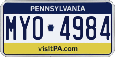 PA license plate MYO4984