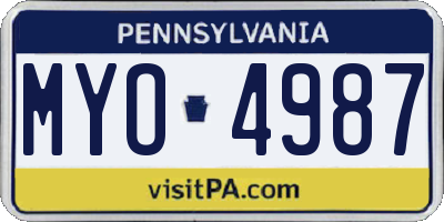 PA license plate MYO4987