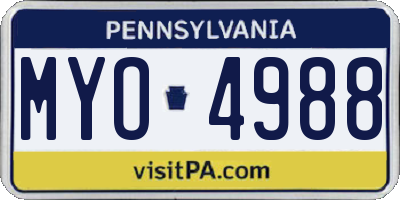 PA license plate MYO4988