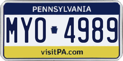 PA license plate MYO4989