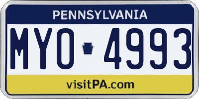PA license plate MYO4993