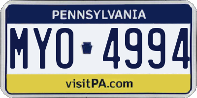 PA license plate MYO4994