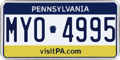 PA license plate MYO4995