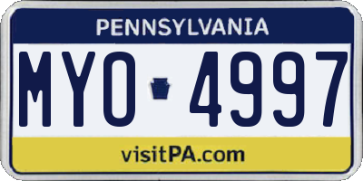 PA license plate MYO4997