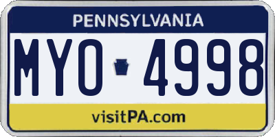 PA license plate MYO4998