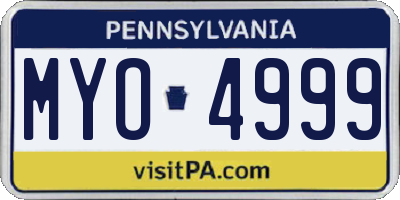 PA license plate MYO4999