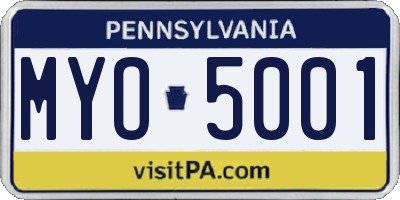PA license plate MYO5001