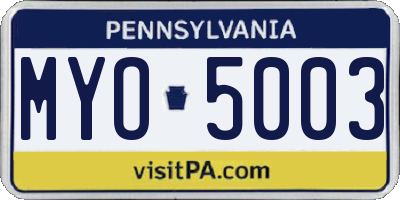 PA license plate MYO5003