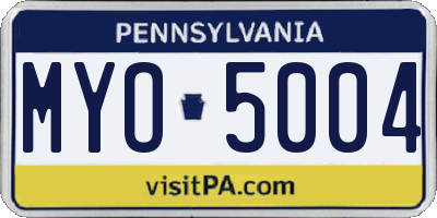 PA license plate MYO5004