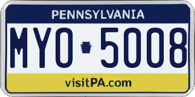 PA license plate MYO5008