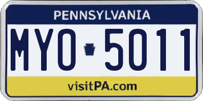 PA license plate MYO5011