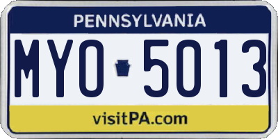 PA license plate MYO5013