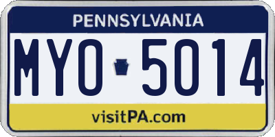 PA license plate MYO5014