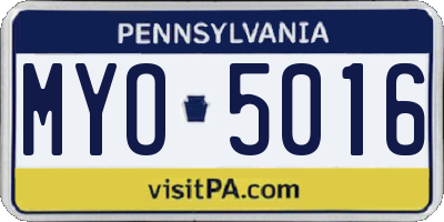 PA license plate MYO5016