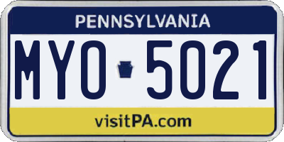 PA license plate MYO5021