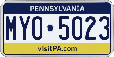 PA license plate MYO5023