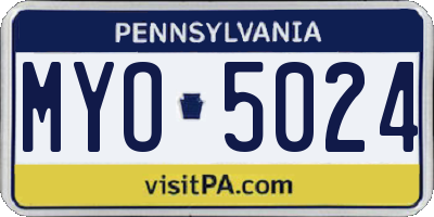 PA license plate MYO5024