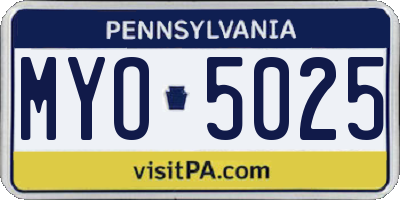 PA license plate MYO5025