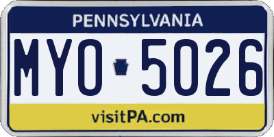 PA license plate MYO5026