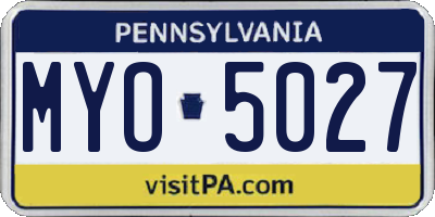PA license plate MYO5027