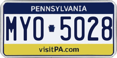 PA license plate MYO5028