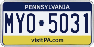 PA license plate MYO5031