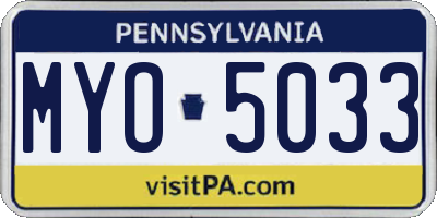 PA license plate MYO5033