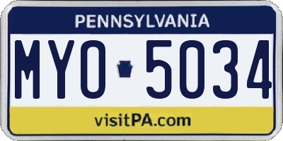 PA license plate MYO5034