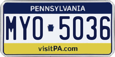 PA license plate MYO5036