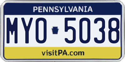 PA license plate MYO5038