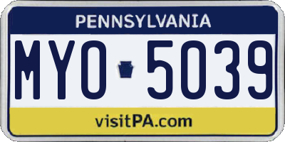 PA license plate MYO5039