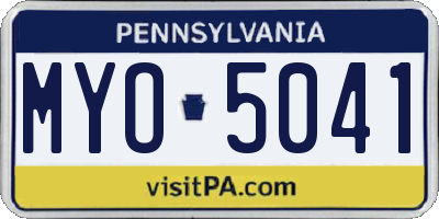 PA license plate MYO5041