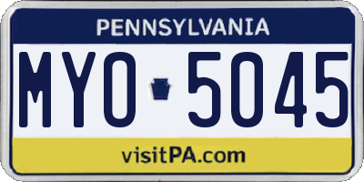 PA license plate MYO5045
