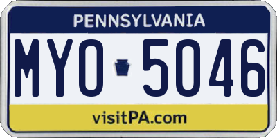 PA license plate MYO5046