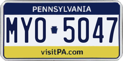 PA license plate MYO5047