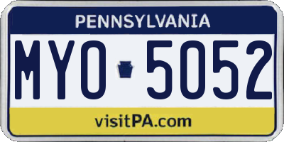 PA license plate MYO5052