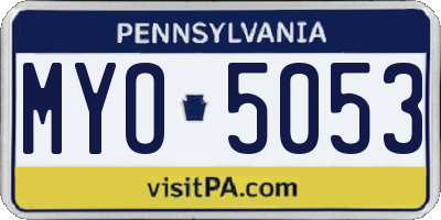 PA license plate MYO5053