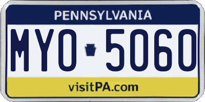 PA license plate MYO5060