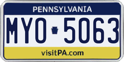 PA license plate MYO5063
