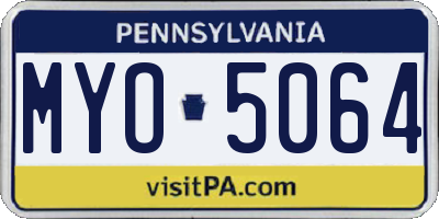 PA license plate MYO5064