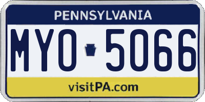 PA license plate MYO5066