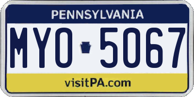 PA license plate MYO5067