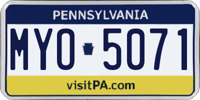 PA license plate MYO5071