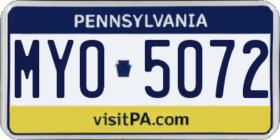 PA license plate MYO5072