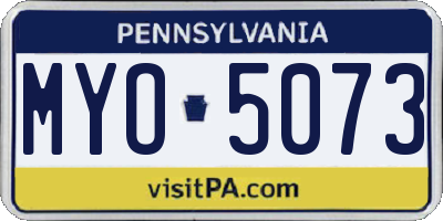 PA license plate MYO5073