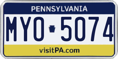 PA license plate MYO5074